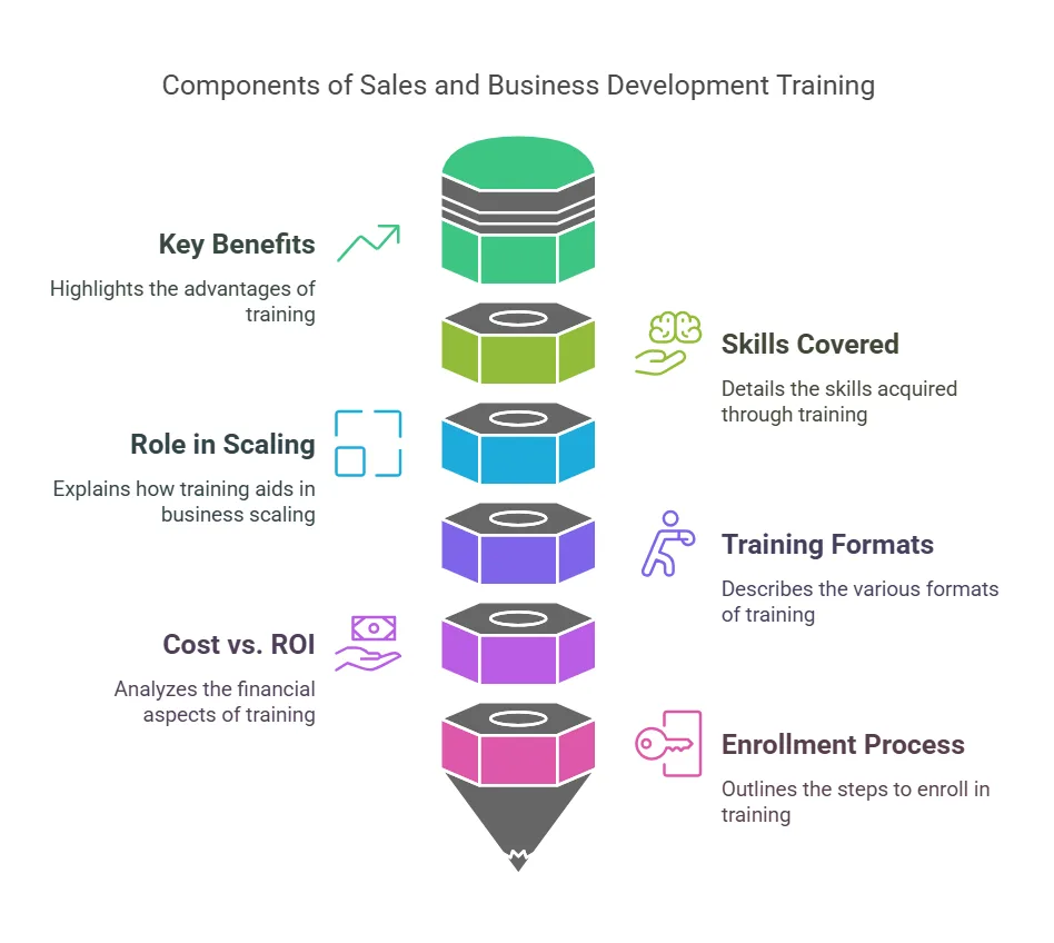 Virtual sales and business development training course with interactive learning modules.